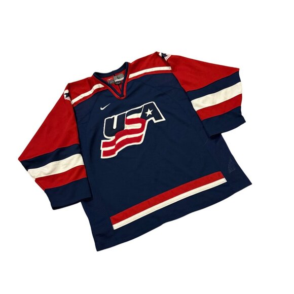 Nike Team USA 2002 Salt Lake City Olympics Blue Stitched Hockey Jersey Men's L - Picture 3 of 9